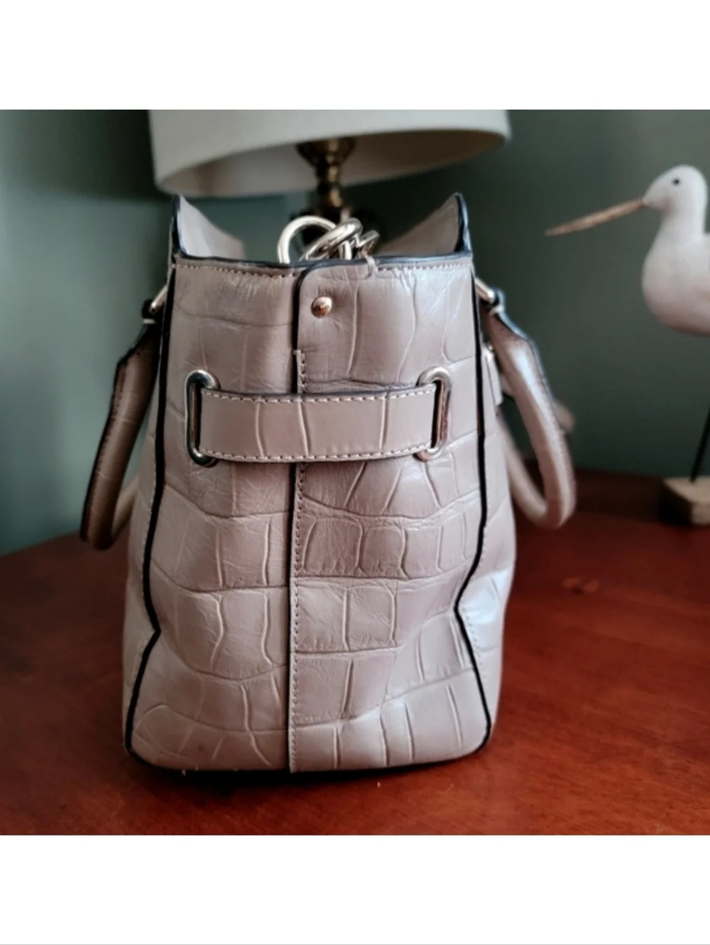 Coach F37099 Blake Croc Embossed Leather Carryall Satchel Crossbody Bag